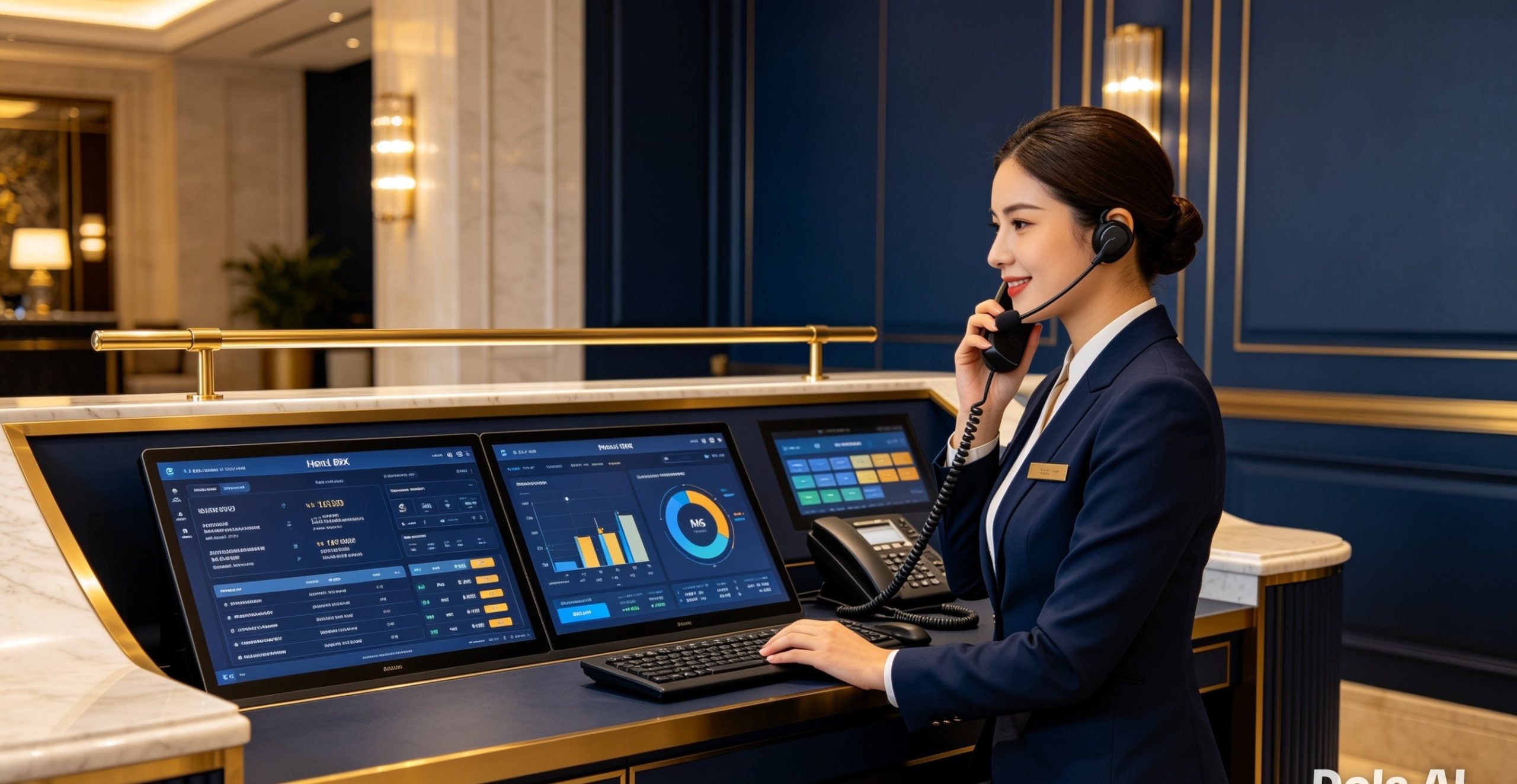 พนักงาน Front Desk โรงแรมให้บริการผู้เข้าพักด้วย Operator Console ได้อย่างรวดเร็ว