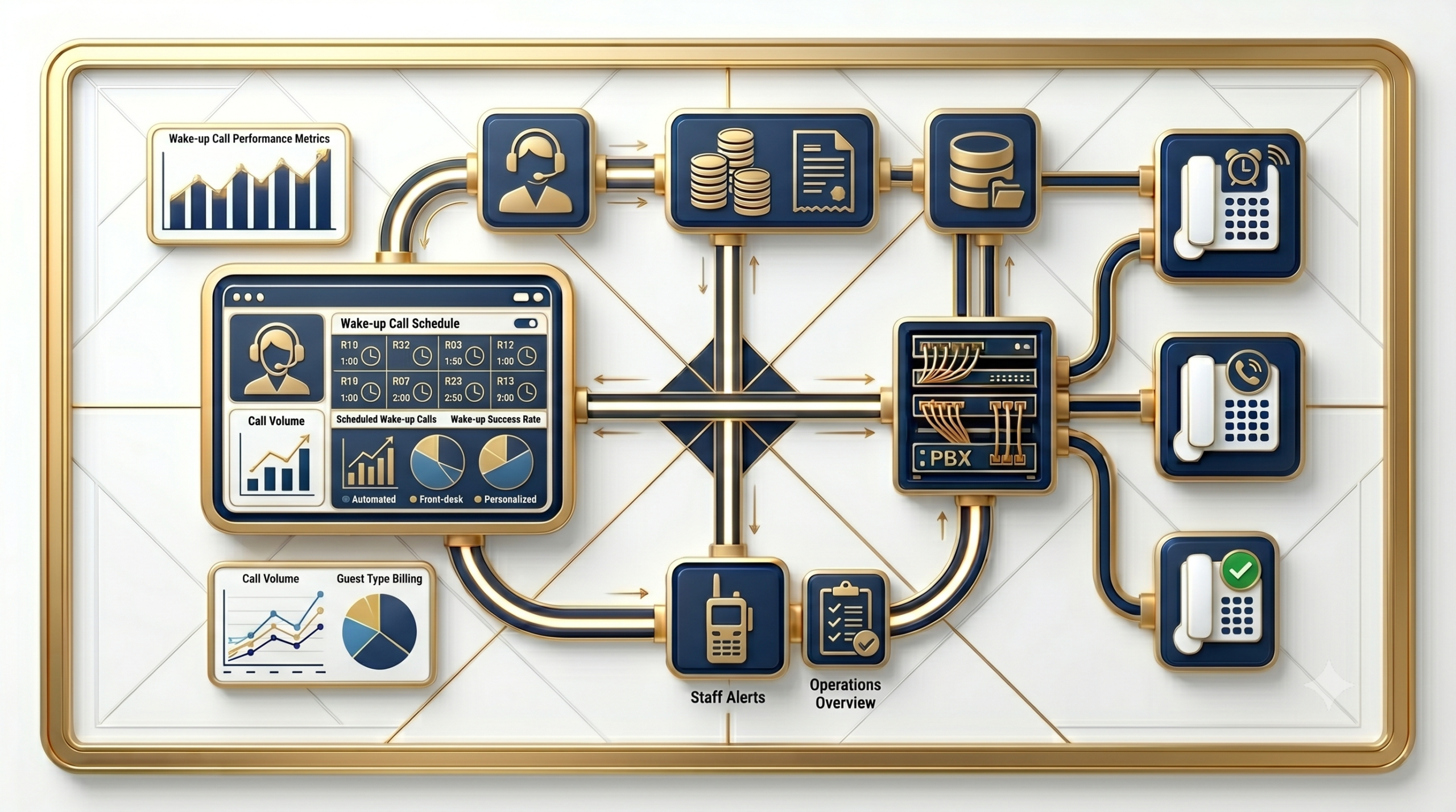 Wake-up Call System สำหรับโรงแรม เชื่อม Hotel PBX และ PMS ผ่าน FIAS Protocol แสดง Wake-up Schedule Dashboard
