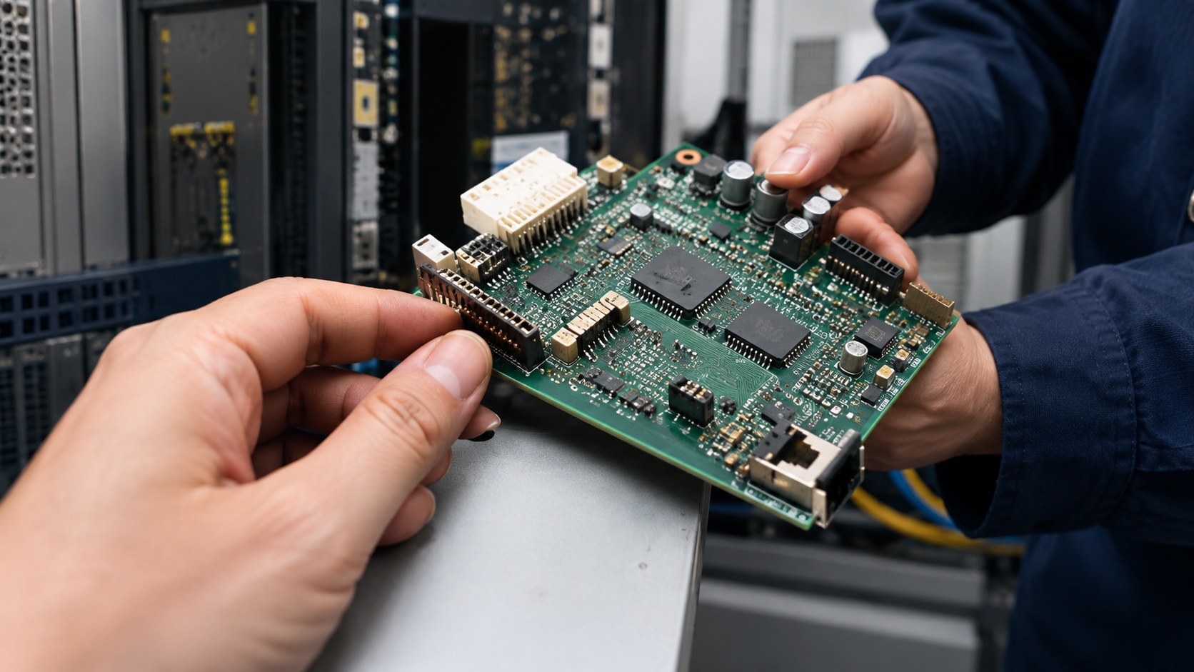 รูปตัวอย่างการตรวจสอบการ์ด PBX และจุดเชื่อมต่อก่อนพิจารณาความเข้ากันได้