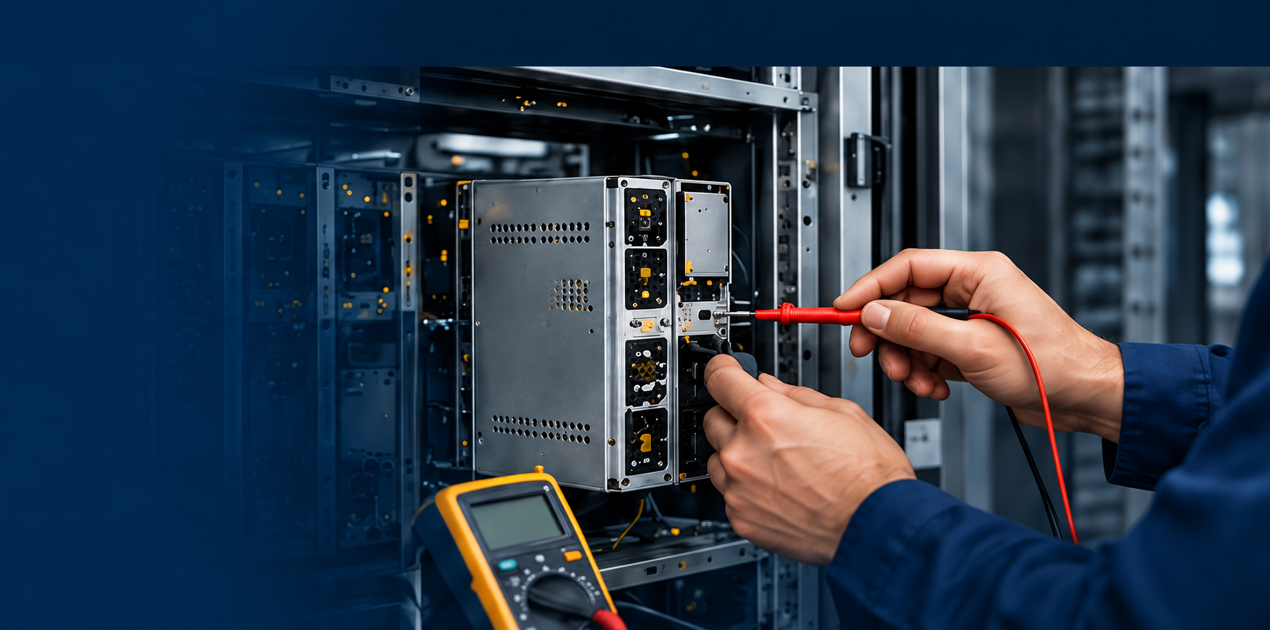 ภาพประกอบการตรวจอุปกรณ์จ่ายไฟภายในระบบ PBX